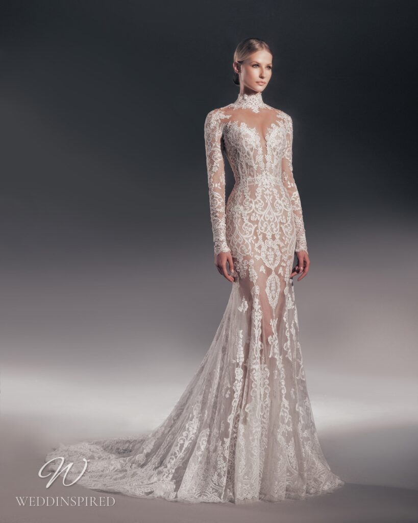 zuhair murad 2022 wedding dress lace mermaid long sleeves