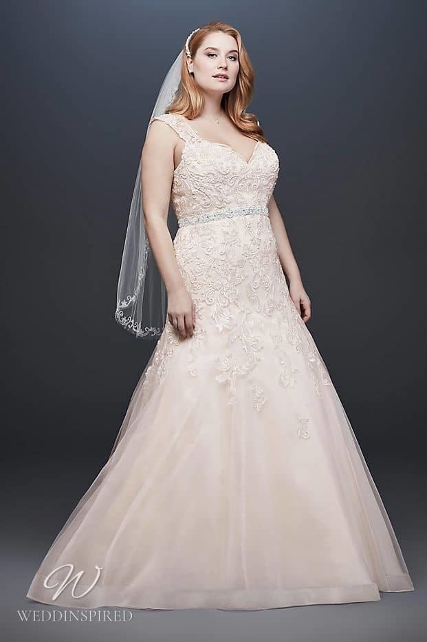 Illusion Sleeve High Neck Plus Size Wedding Dress