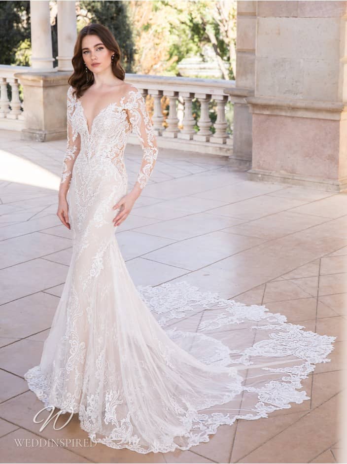 elysee 2022 wedding dress chiara lace mermaid long sleeves