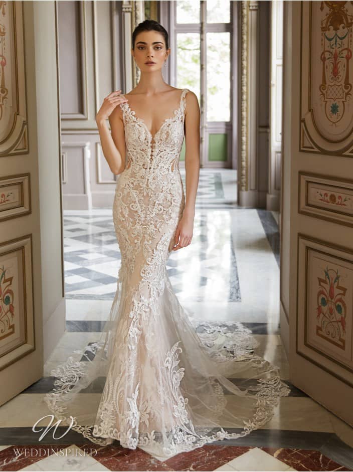 elysee 2022 wedding dress valliere lace mermaid straps