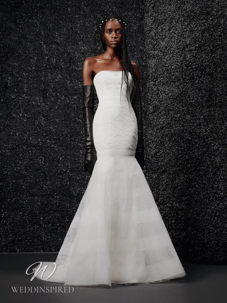 vera wang 2022 wedding dress mathilde strapless lace mermaid