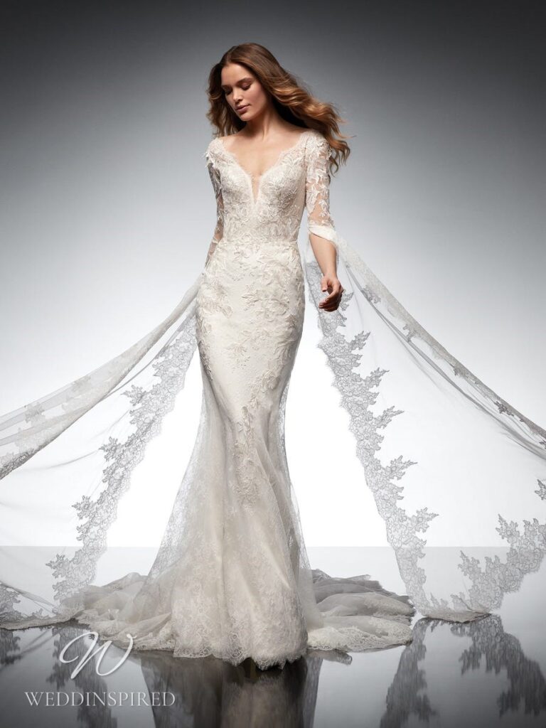 nicole milano 2022 wedding dress mokaite lace mermaid half sleeves