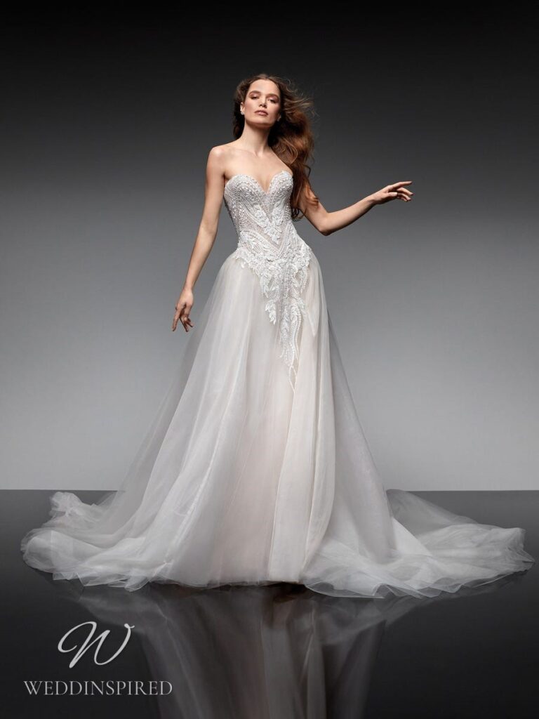 nicole milano 2022 wedding dress rhyolite strapless tulle a-line