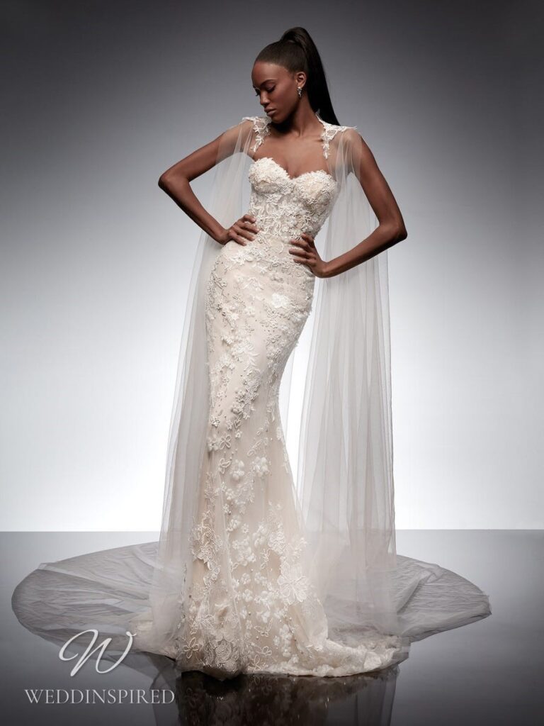 nicole milano 2022 wedding dress vega strapless lace mermaid