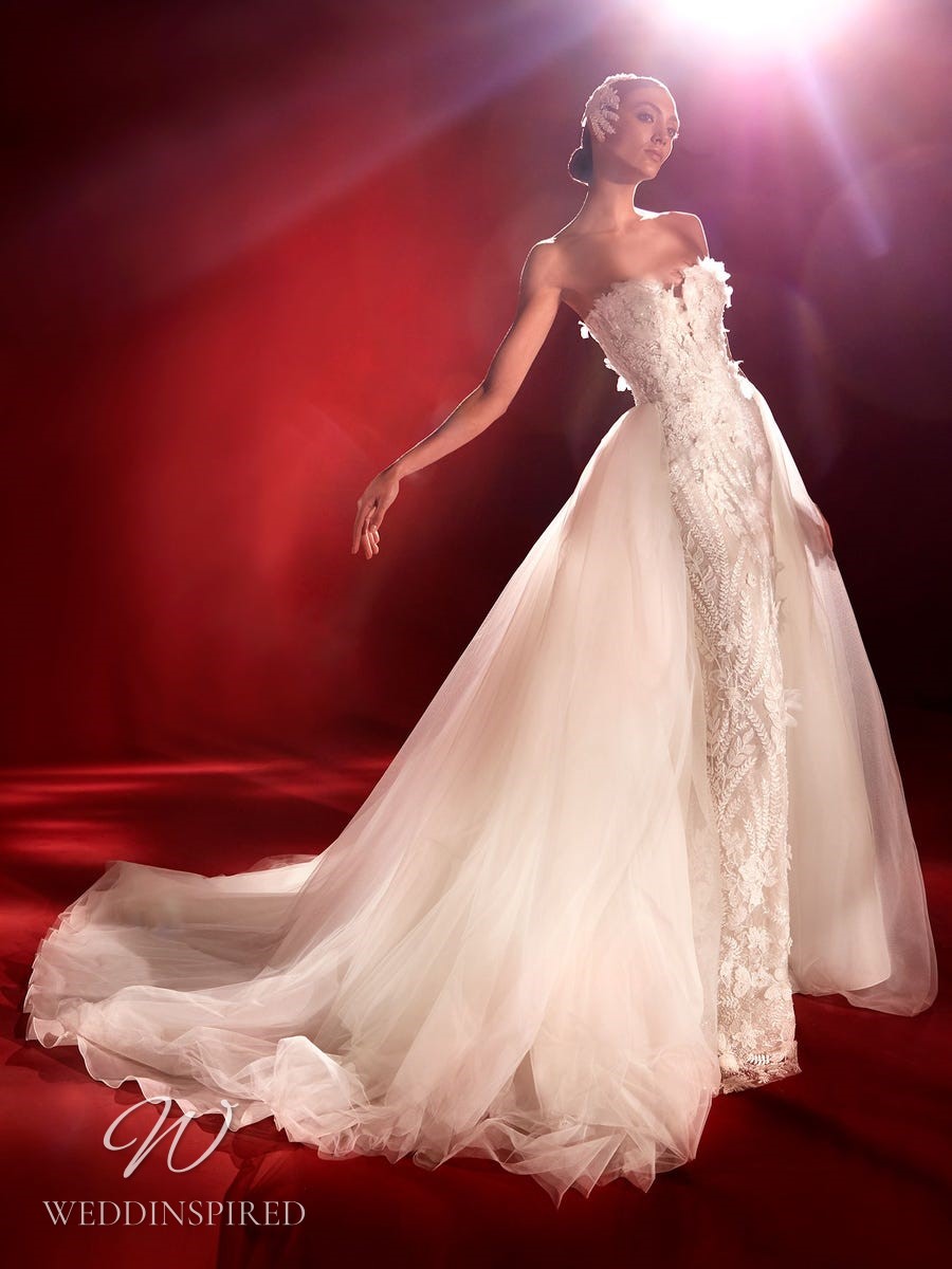 Haute Couture 2022 Fashion Overskirt Wedding Dress With Detachable