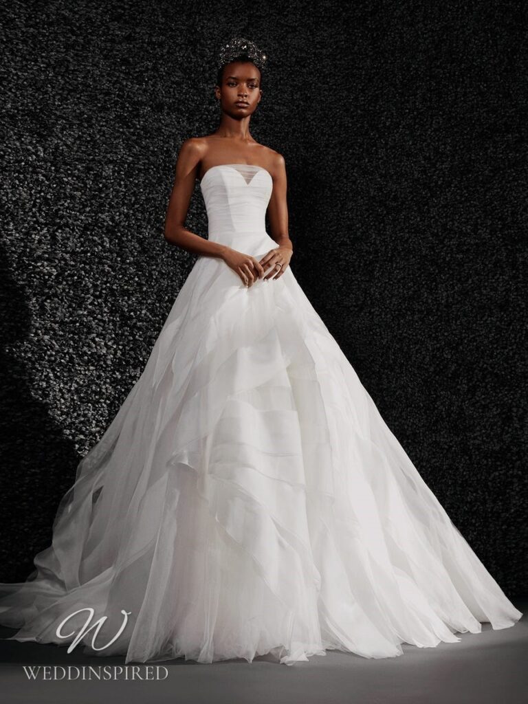 vera wang 2022 wedding dress yvette strapless tulle princess ball gown